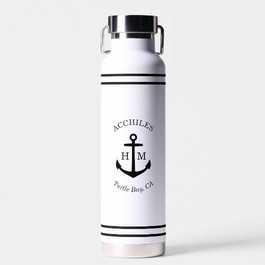 Custom Black Anchor Emblem Trinkflasche (Vorne)