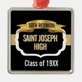 Custom Black and Gold 50th Class Reunion  Ornament Aus Metall