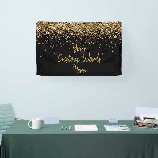 Custom Black and Gold Birthday Party Foto Stand Banner (Messe)