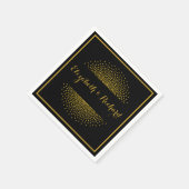 Custom Black and Gold Glitzer Confetti Wedding Serviette (Ecke)