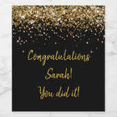 Custom Black and Gold Graduate Party Weinetikett (Einzelnes Label)