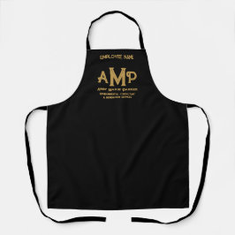 Custom Black and Gold Monogram Business Schürze