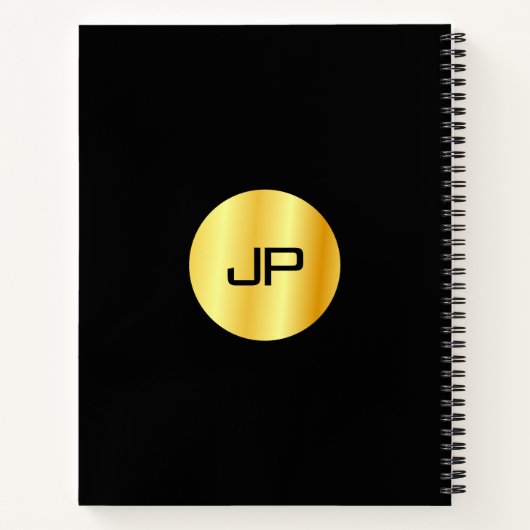 Custom Black and Gold Monogram Elegant Moderne Notizblock (Rückseite)