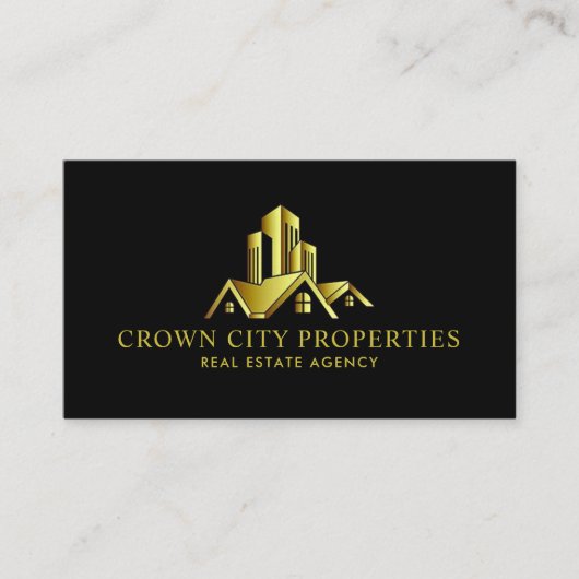 Custom Black and Gold Premium Real Anwesen Agent Visitenkarte (Vorderseite)