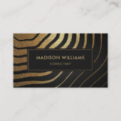 Custom Black and Gold Wave Glitzer Beruflich Visitenkarte (Vorderseite)