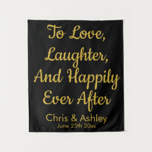 Custom Black and Gold Wedding Foto Booth Prop Wandteppich