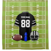 Custom Black and Gray Football Jersey auf Field Duschvorhang (Vorderseite)