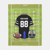 Custom Black and Gray Football Jersey auf Field Fleecedecke (Vorderseite)