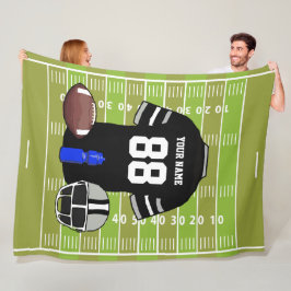 Custom Black and Gray Football Jersey auf Field Fleecedecke