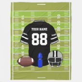 Custom Black and Gray Football Jersey auf Field Fleecedecke (Vorderseite)