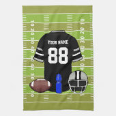Custom Black and Gray Football Jersey auf Field Handtuch (Vertikal)
