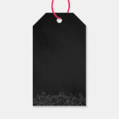 Custom Black and Grey Floral Gothic Wedding Geschenkanhänger (Rückseite)