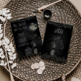 Custom Black and Grey Floral Gothic Wedding Save The Date