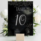 Custom Black and Grey Floral Gothic Wedding Tischnummer