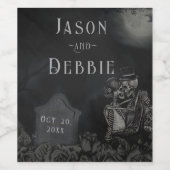 Custom Black and Grey Floral Gothic Wedding Weinetikett (Einzelnes Label)