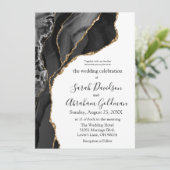 Custom Black and White Agate Wedding Einladungen (Stehend Vorderseite)