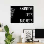 Custom Black and White Basketball Poster (Heimbüro)