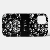 Custom Black and White Damask Case-Mate iPhone Hülle (Rückseite (Horizontal))