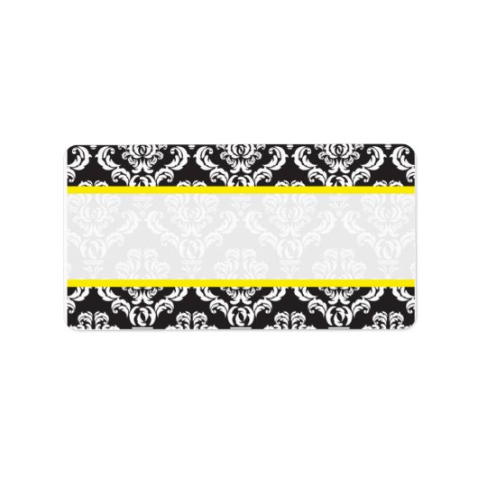 Custom Black and White Damask Wedding Adressaufkleber (Vorne)