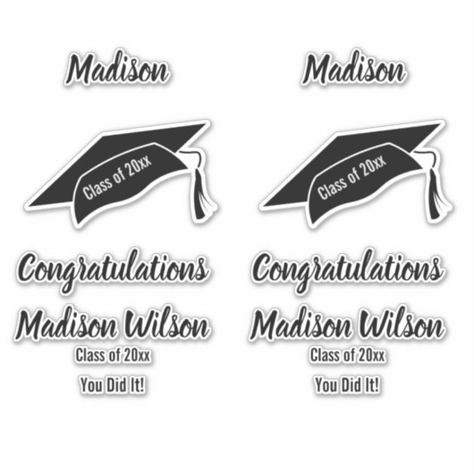 Custom Black and White Herzlichen Glückwunsch Absc Aufkleber (Vorderseite)