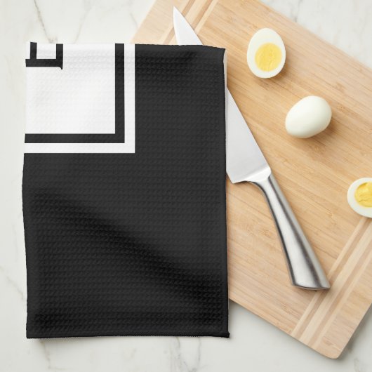 Custom Black and White Mit Monogramm Kitchen Handt Handtuch (Viertel Falte)