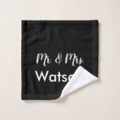 Custom Black and White Mr & Mrs Bath Handtuch Set (Waschlappen)