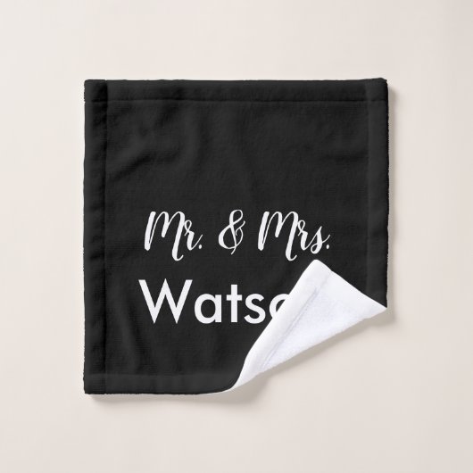 Custom Black and White Mr & Mrs Bath Handtuch Set (Waschlappen)