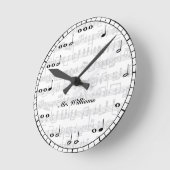 Custom Black and White Music Notes Round Clock Runde Wanduhr (Winkel)