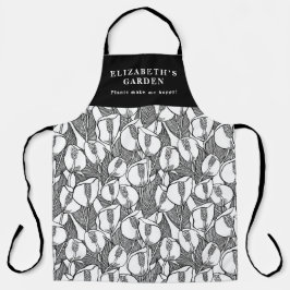 Custom Black and White Peace Lilie Muster Schürze