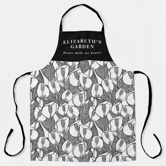 Custom Black and White Peace Lilie Muster Schürze (Vorderseite)