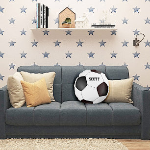 Custom Black and White Soccer Ball Pillow Rundes Kissen