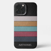 Custom Black Aqua Dark Blue Pink Gelbe Streifen iPhone Hülle (Rückseite)