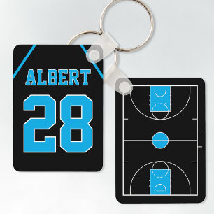 Custom Black & Blue Basketball Court und Jersey Schlüsselanhänger