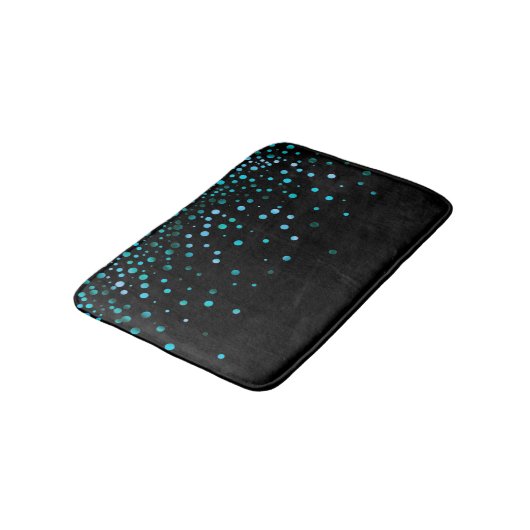 Custom Black Blue Glitzer Confetti Personalisiert Badematte (Schrägansicht)