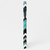 Custom Black Blue Türkise Silver Zigzag Muster iPhone Hülle (Linke Seite)