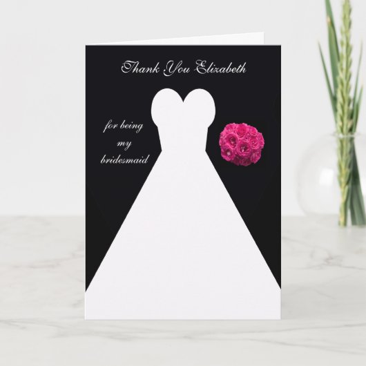 Custom Black Bridesmaid Danke Karte (Vorderseite)