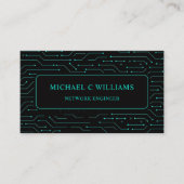 Custom Black Bright Green Türkise Blue Circuit Visitenkarte (Vorderseite)