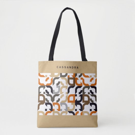 Custom Black Brown Beige Orange Retro Art Muster Tasche (Vorderseite)