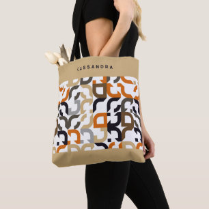 Custom Black Brown Beige Orange Retro Art Muster Tasche