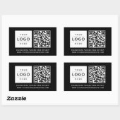 Custom Black Business Logo and Website QR Code Rechteckiger Aufkleber (Blatt)