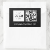 Custom Black Business Logo and Website QR Code Rechteckiger Aufkleber (Tasche)