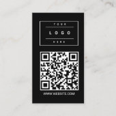 Custom Black Business Logo and Website QR Code Visitenkarte (Vorderseite)