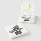 Custom Black Cab Taxi Weihnachtslogo Company Gesch Steinuntersetzer (Seitenansicht)