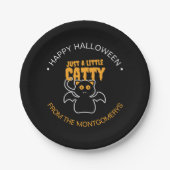 Custom Black Cat Bat Funny Quote Halloween-Party Pappteller (Vorderseite)