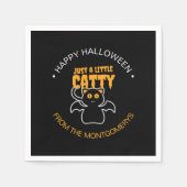 Custom Black Cat Bat Funny Quote Halloween-Party Serviette (Vorderseite)
