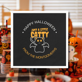 Custom Black Cat Bat Funny Quote Halloween-Party Serviette