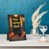 Custom Black Cat & Full Moon Halloween Fotoplatte (Seite)