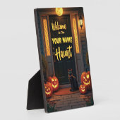 Custom Black Cat & Full Moon Halloween Fotoplatte (Seite)