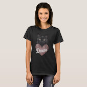 Custom Black Cat Heart T-Shirt – Personalized Name (Vorne ganz)