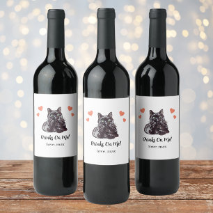 Custom Black Cat I do to Wedding Wine Label Weinetikett
